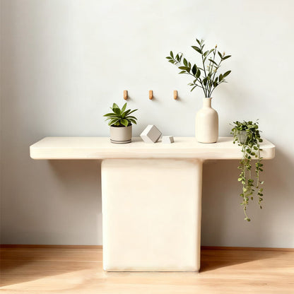 Modern Minimalist Rectangular Concrete Console Table 1-Tier For Entryways