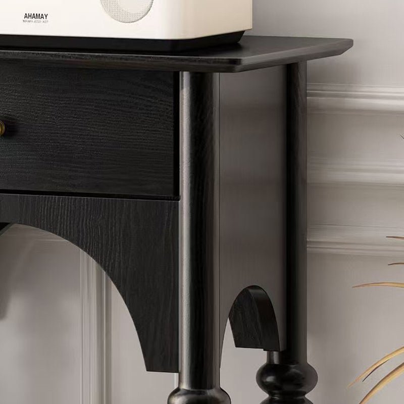 Contemporary Nordic Rectangular Rubberwood Brass Solid Wood Multi-Layer Plate Console Table 3-Drawer For Entryways