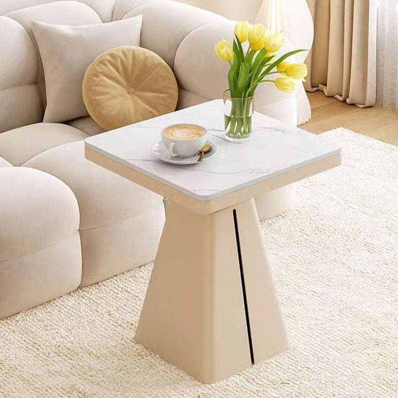 Modern Minimalist Trapezoidal Stone Slab Iron Side Table 1-Tier For Living Room
