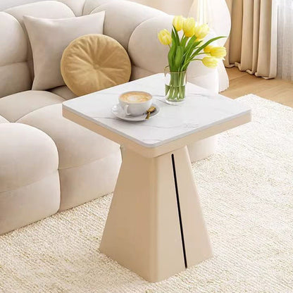 Modern Minimalist Trapezoidal Stone Slab Iron Side Table 1-Tier For Living Room