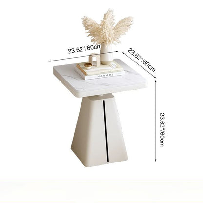 Modern Minimalist Trapezoidal Stone Slab Iron Side Table 1-Tier For Living Room