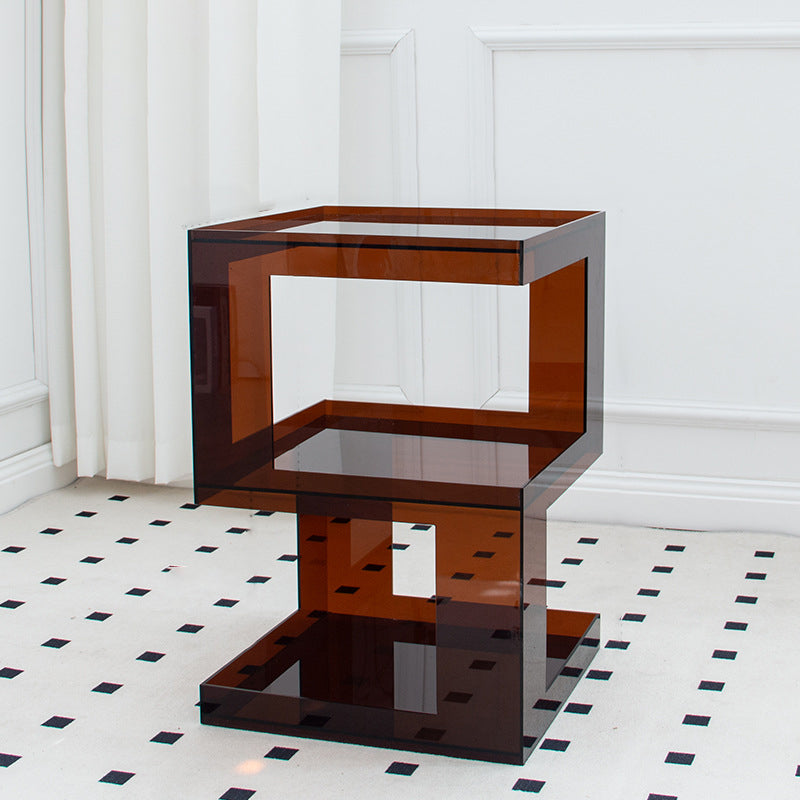 Contemporary Creative Rectangular Acrylic Side Table 1-Tier For Living Room