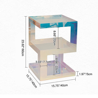 Contemporary Creative Rectangular Acrylic Side Table 1-Tier For Living Room
