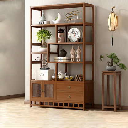 Traditional Chinese Rectangular Bamboo Medium Density Fiberboard Storage Cabinet 1-Cabinet For Living Room