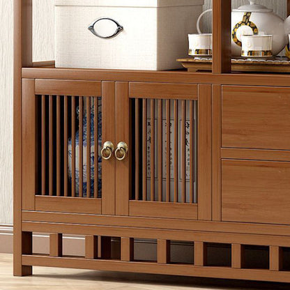 Traditional Chinese Rectangular Bamboo Medium Density Fiberboard Storage Cabinet 1-Cabinet For Living Room