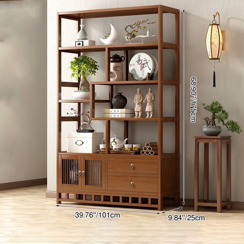 Traditional Chinese Rectangular Bamboo Medium Density Fiberboard Storage Cabinet 1-Cabinet For Living Room