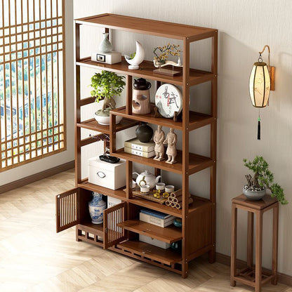 Traditional Chinese Rectangular Bamboo Medium Density Fiberboard Storage Cabinet 1-Cabinet For Living Room