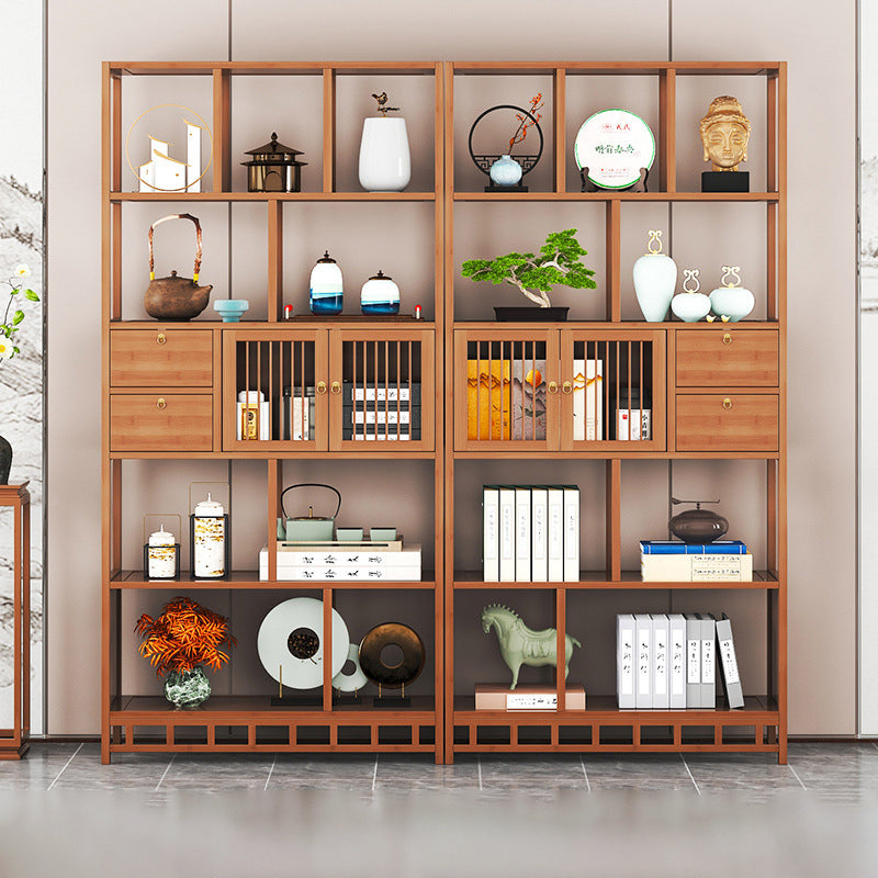 Traditional Chinese Rectangular Bamboo Medium Density Fiberboard Storage Cabinet 2-Drawer For Living Room