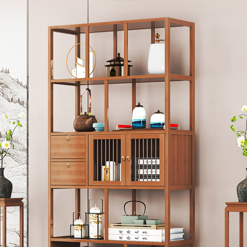 Traditional Chinese Rectangular Bamboo Medium Density Fiberboard Storage Cabinet 2-Drawer For Living Room