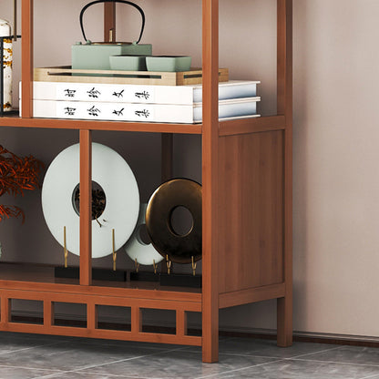 Traditional Chinese Rectangular Bamboo Medium Density Fiberboard Storage Cabinet 2-Drawer For Living Room