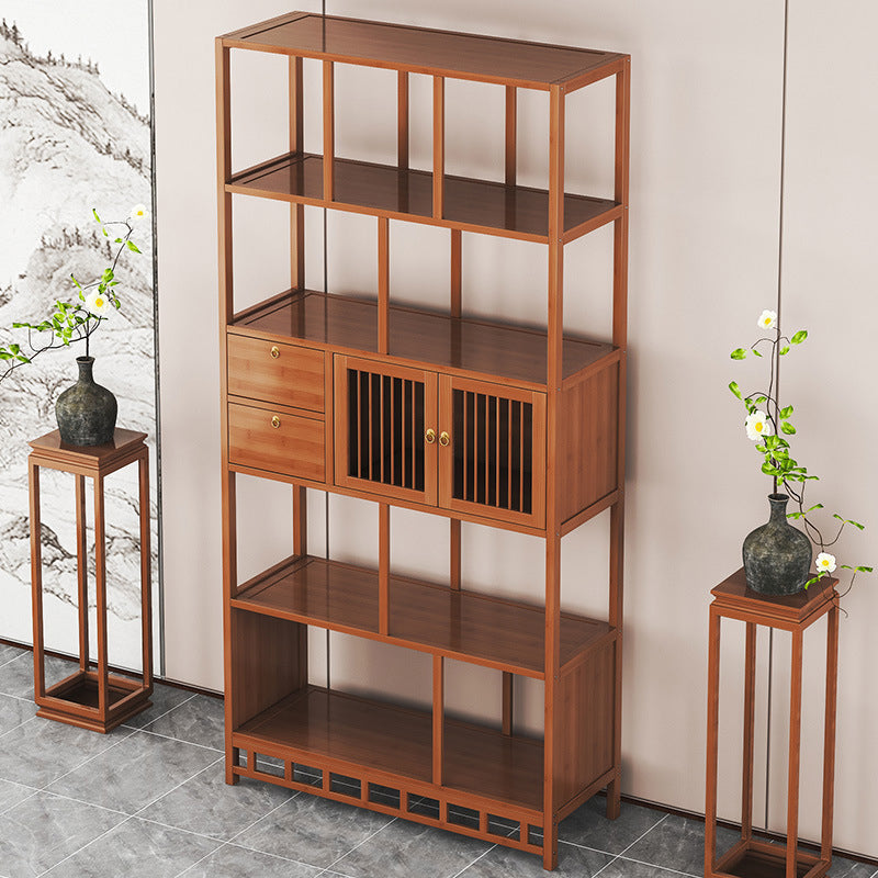 Traditional Chinese Rectangular Bamboo Medium Density Fiberboard Storage Cabinet 2-Drawer For Living Room