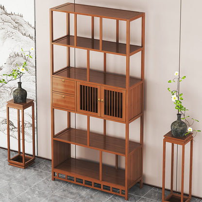 Traditional Chinese Rectangular Bamboo Medium Density Fiberboard Storage Cabinet 2-Drawer For Living Room