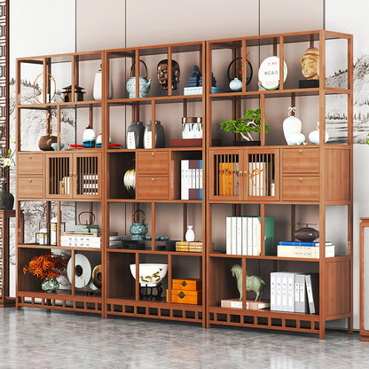 Traditional Chinese Rectangular Bamboo Medium Density Fiberboard Storage Cabinet 2-Drawer For Living Room