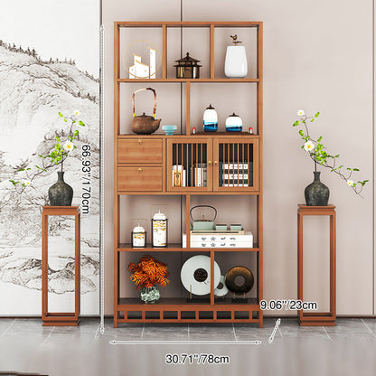 Traditional Chinese Rectangular Bamboo Medium Density Fiberboard Storage Cabinet 2-Drawer For Living Room