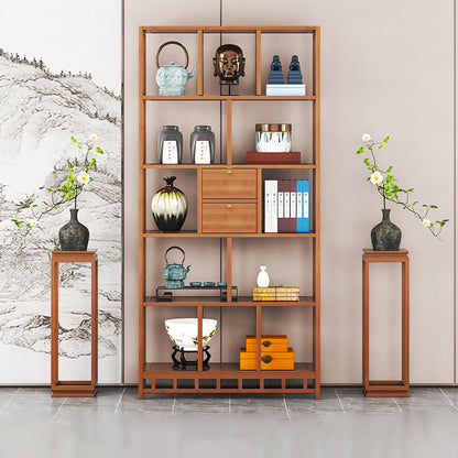Traditional Chinese Rectangular Bamboo Medium Density Fiberboard Storage Cabinet 2-Drawer For Living Room