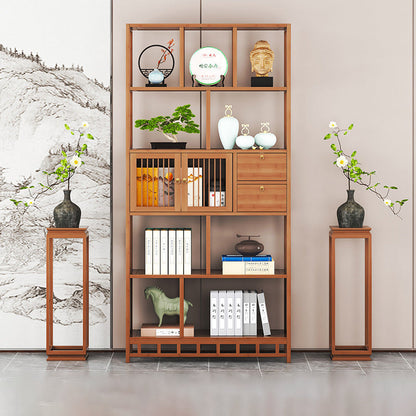 Traditional Chinese Rectangular Bamboo Medium Density Fiberboard Storage Cabinet 2-Drawer For Living Room