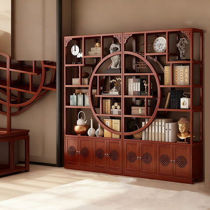 Traditional Chinese Rectangular Bamboo Medium Density Fiberboard Storage Cabinet 2-Cabinet For Living Room