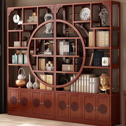 Traditional Chinese Rectangular Bamboo Medium Density Fiberboard Storage Cabinet 2-Cabinet For Living Room