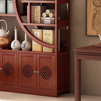 Traditional Chinese Rectangular Bamboo Medium Density Fiberboard Storage Cabinet 2-Cabinet For Living Room
