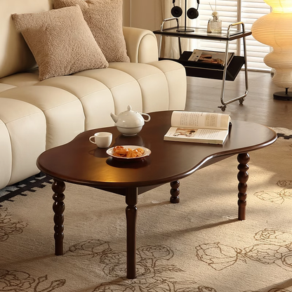 Contemporary Creative Cloud-Shaped Solid Wood Coffee Table 1-Tier For Living Room