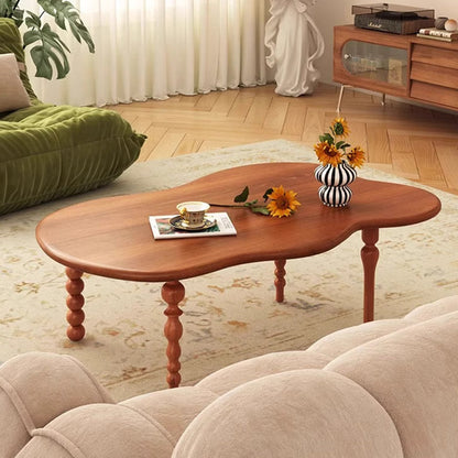 Contemporary Creative Cloud-Shaped Solid Wood Coffee Table 1-Tier For Living Room