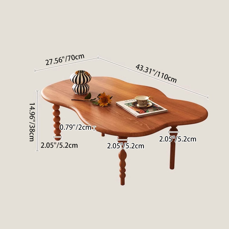 Contemporary Creative Cloud-Shaped Solid Wood Coffee Table 1-Tier For Living Room