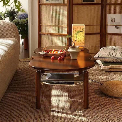 Contemporary Creative Cloud-Shaped Solid Wood Coffee Table 1-Tier For Living Room