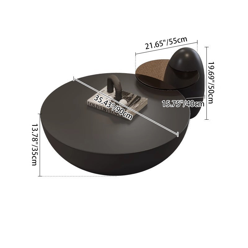 Modern Minimalist Cylindrical Fiberglass Glass Coffee Table 1/2-Tier For Living Room