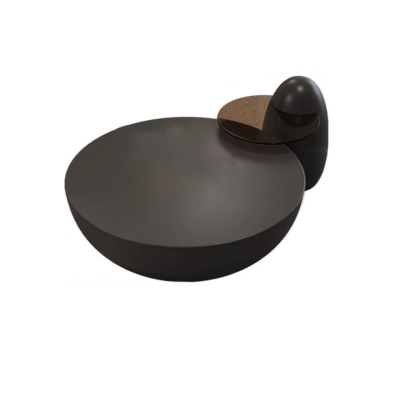 Modern Minimalist Cylindrical Fiberglass Glass Coffee Table 1/2-Tier For Living Room