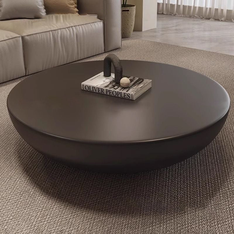 Modern Minimalist Cylindrical Fiberglass Glass Coffee Table 1/2-Tier For Living Room