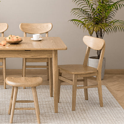 Contemporary Scandinavian North American Ash Wood Dining Table Set - Rectangular Dining Table Elliptical Back Chairs For Dining Room & Kitchen