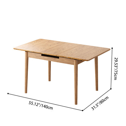 Contemporary Scandinavian North American Ash Wood Dining Table Set - Rectangular Dining Table Elliptical Back Chairs For Dining Room & Kitchen