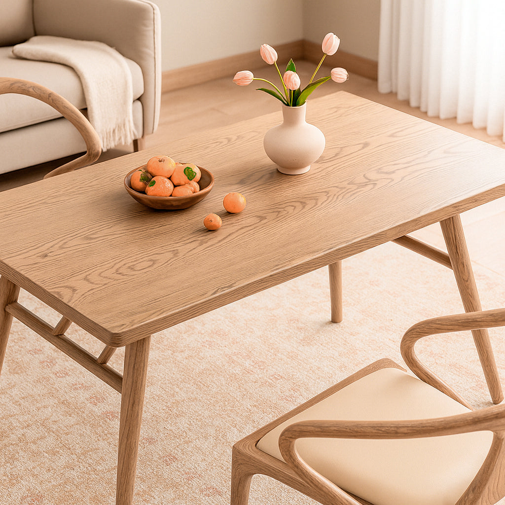 Contemporary Nordic North American Ash Wood Dining Table - Rectangular Solid Wood Table For Kitchen & Dining Room