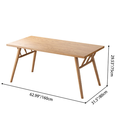 Contemporary Nordic North American Ash Wood Dining Table - Rectangular Solid Wood Table For Kitchen & Dining Room