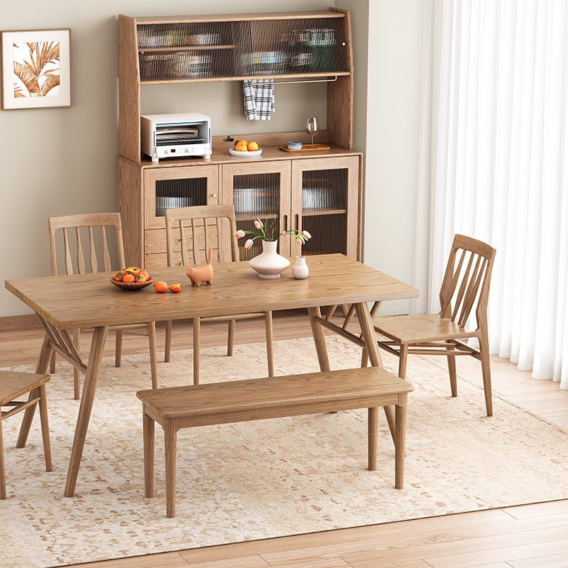 Contemporary Nordic North American Ash Wood Dining Table - Rectangular Solid Wood Table For Kitchen & Dining Room