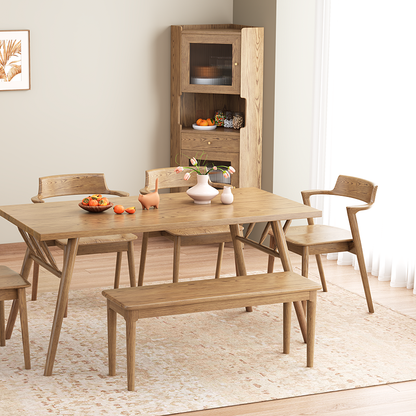 Contemporary Nordic North American Ash Wood Dining Table - Rectangular Solid Wood Table For Kitchen & Dining Room