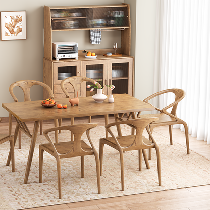Contemporary Nordic North American Ash Wood Dining Table - Rectangular Solid Wood Table For Kitchen & Dining Room