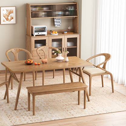 Contemporary Nordic North American Ash Wood Dining Table - Rectangular Solid Wood Table For Kitchen & Dining Room