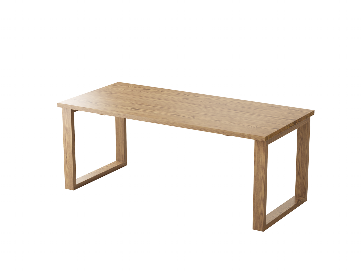 Contemporary Nordic North American Ash Wood Dining Table Set - Rectangular Wooden Table & Curved Chairs For Kitchen & Dining Room