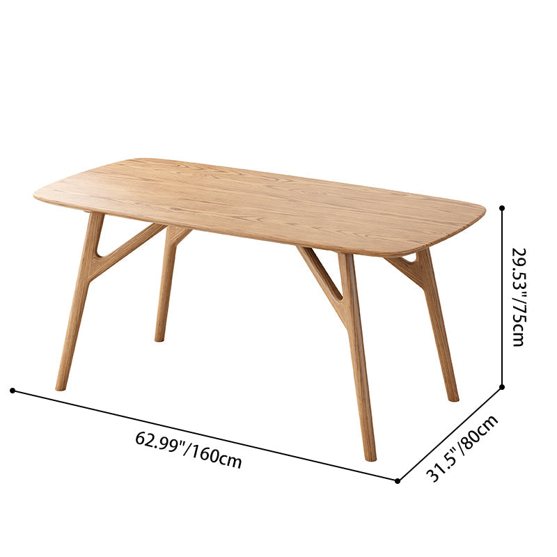 Contemporary Nordic Rectangular North American Ash Wood Dining Table Set - Rectangular Dining Table Rhombus Chairs For Dining Room & Kitchen