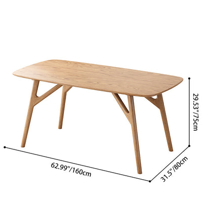 Contemporary Nordic Rectangular North American Ash Wood Dining Table Set - Rectangular Dining Table Rhombus Chairs For Dining Room & Kitchen