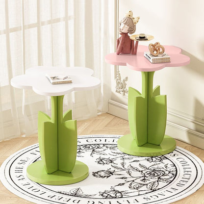 Contemporary Creative Floral-Shaped Engineered Wood Solid Wood Side Table 1-Tier For Living Room