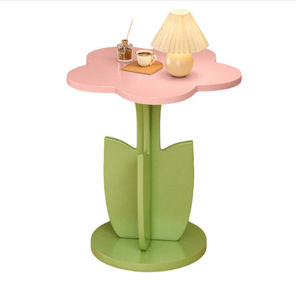 Contemporary Creative Floral-Shaped Engineered Wood Solid Wood Side Table 1-Tier For Living Room
