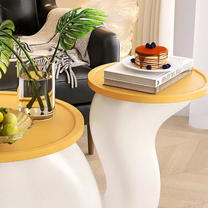 Contemporary Creative Tilted Cat-Shaped Resin Solid Wood Side Table 2-Tier For Living Room