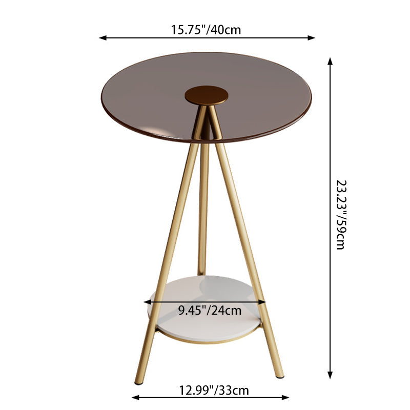Modern Minimalist Cylindrical Tempered Glass PP Carbon Steel Side Table 2-Tier For Living Room
