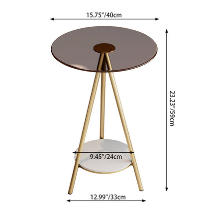 Modern Minimalist Cylindrical Tempered Glass PP Carbon Steel Side Table 2-Tier For Living Room