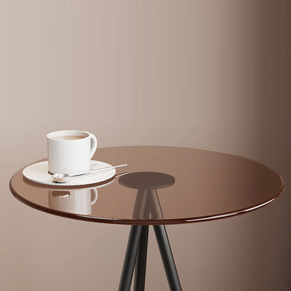 Modern Minimalist Cylindrical Tempered Glass PP Carbon Steel Side Table 2-Tier For Living Room
