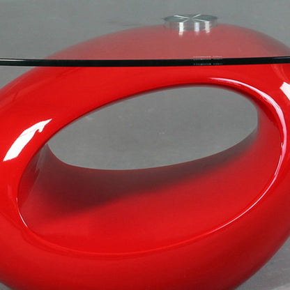 Modern Minimalist Round Hollow Design ABS Tempered Glass Coffee Table 2-Tier For Living Room