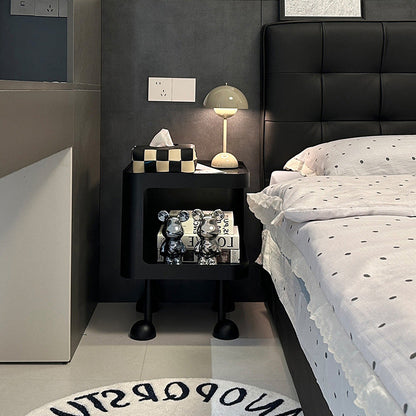 Contemporary Creative Rectangular Tempered Glass Iron Nightstand 2-Tier For Bedroom