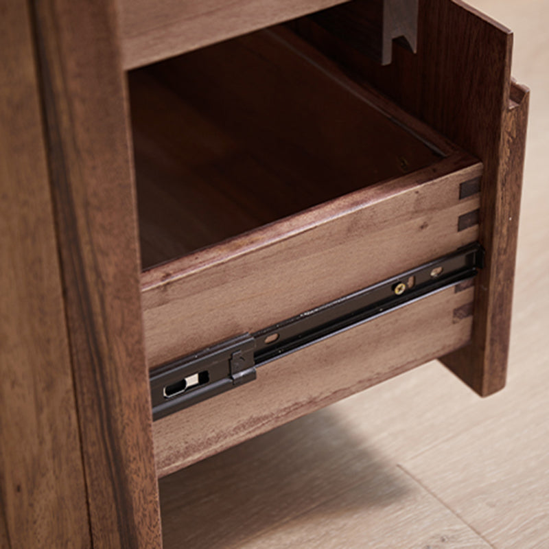 Contemporary Nordic Rectangular South American Walnut Wood Nightstand 2-Drawer For Bedroom